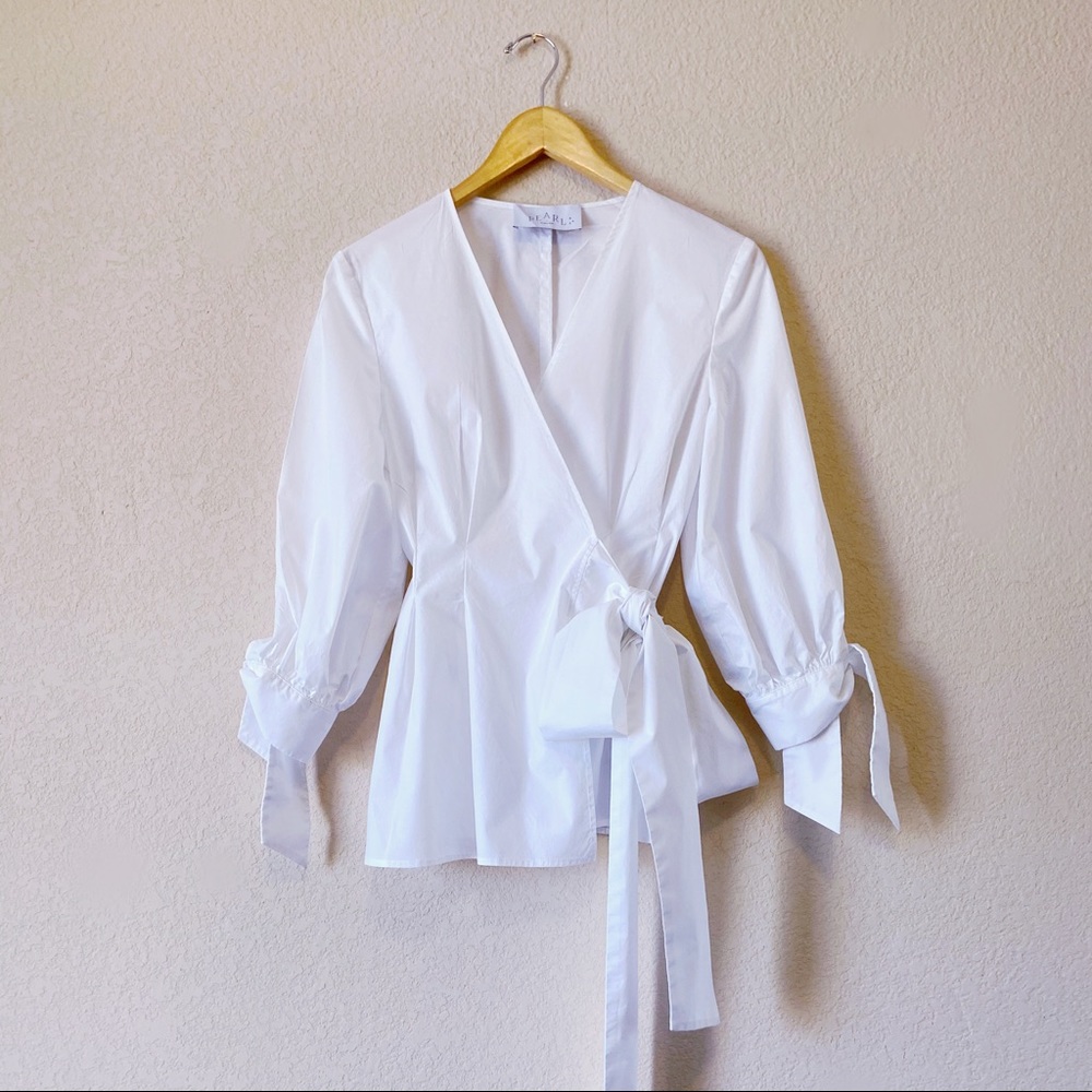 Pear By Lela Rose Cotton Wrap Top